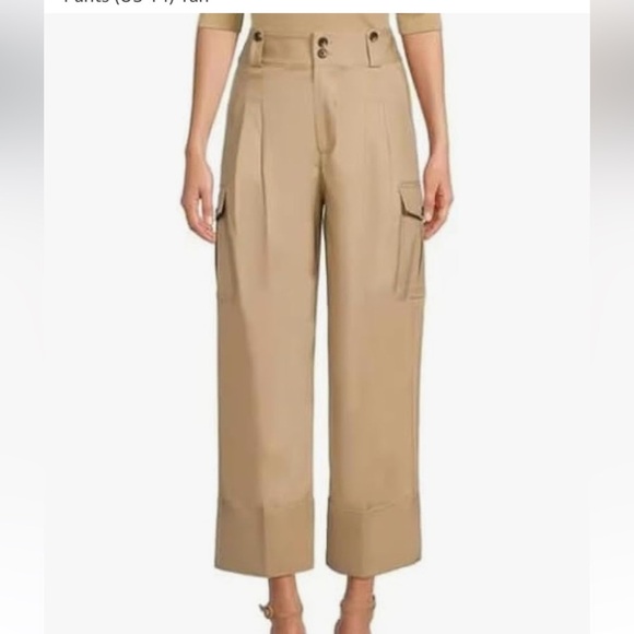 Lauren Ralph Lauren Wide Leg Cropped Cargo Pant in Tan Size 8 - Picture 1 of 6